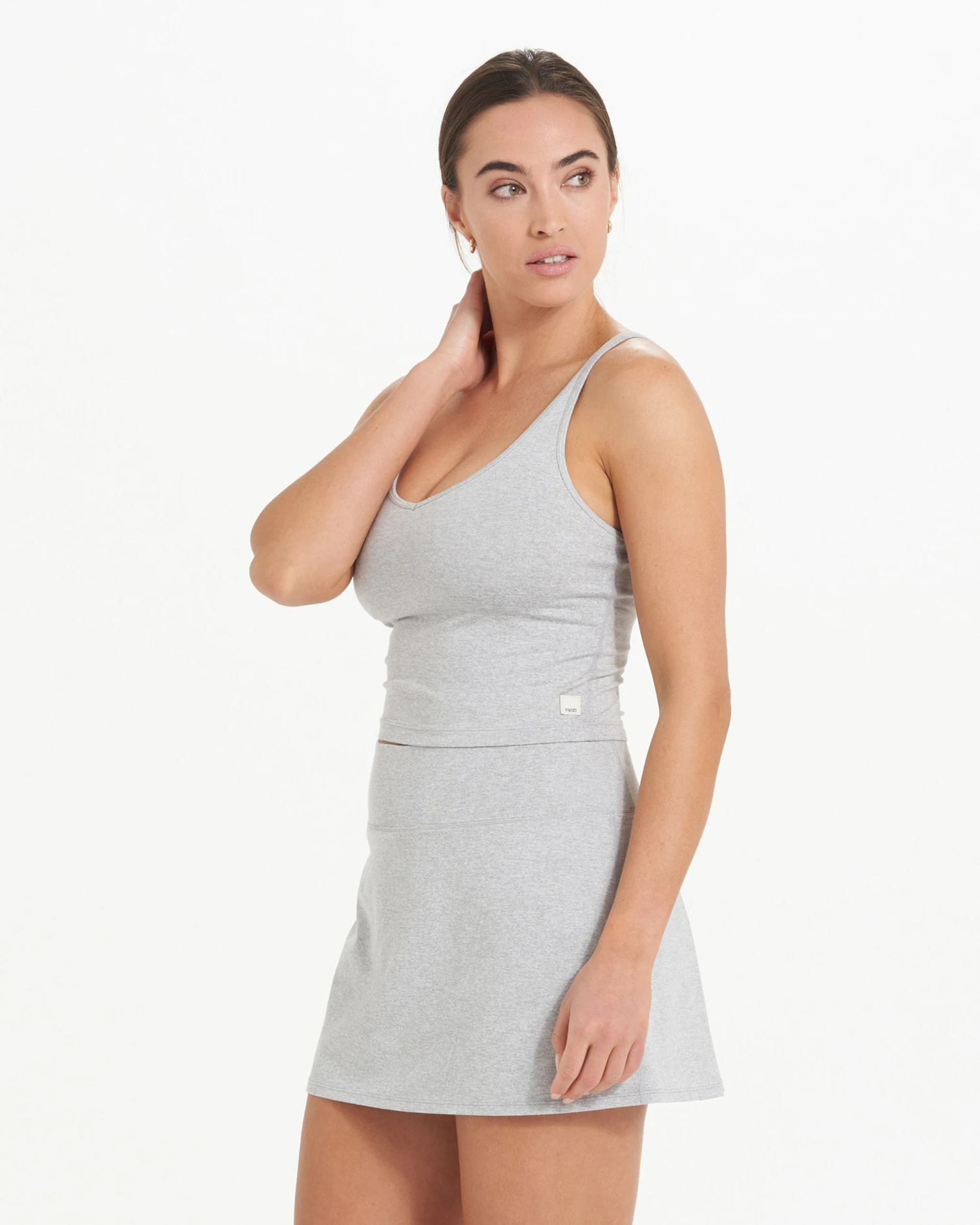 Halo Performance Crop | Pale Grey Heather 2 Halo Performance Crop | Pale Grey Heather - Image 2