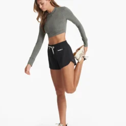 Long-Sleeve Lux Crop Tee | Dusty Pine Heather -Fashifyer Sales Store VW1021HDY 01139