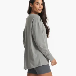 Long Sleeve Feather Tee | Stormy -Fashifyer Sales Store VW1028STY SP23 W ECOMM TOPS DETAIL 0698 1x1 32c852ce 3fd8 4ea2 aa5c 4e6591de5e01