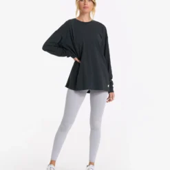 Long-Sleeve Feather Tee | Washed Black -Fashifyer Sales Store VW1028WBL 02064