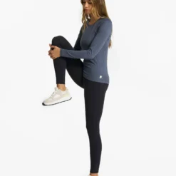 Long-Sleeve Lux Crew | Azure Heather -Fashifyer Sales Store VW1038HAZ 1075