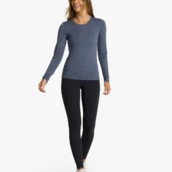 Long-Sleeve Lux Crew | Azure Heather -Fashifyer Sales Store VW1038HAZ 1154