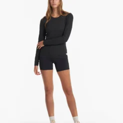 Long-Sleeve Lux Crew | Black Heather -Fashifyer Sales Store VW1038HBK 02564