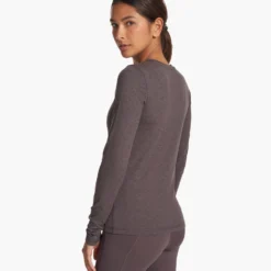 Long Sleeve Lux Crew | Plum Heather 9 Long Sleeve Lux Crew | Plum Heather -Fashifyer Sales Store VW1038HPU FA23 W ECOMM TOPS BACK TOPS 7