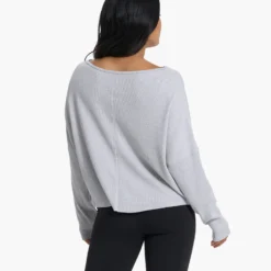 Slouchy Waffle Crew | Light Heather Grey -Fashifyer Sales Store VW1047LHG 2723