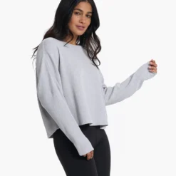 Slouchy Waffle Crew | Light Heather Grey -Fashifyer Sales Store VW1047LHG 2791