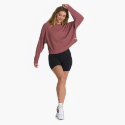 Slouchy Waffle Crew | Rosewood -Fashifyer Sales Store VW1047RSD 01196