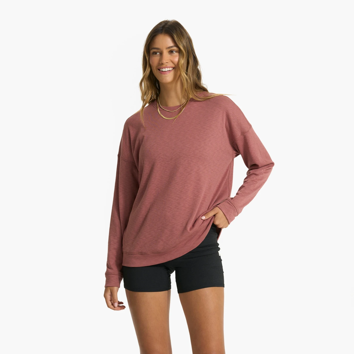 Long-Sleeve Sunrise Crew | Rosewood 1 Long-Sleeve Sunrise Crew | Rosewood