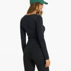 Long-Sleeve Sunrise Square Neck | Black -Fashifyer Sales Store VW1076BLK 1617