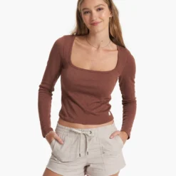 Long Sleeve Sunrise Square Neck | Hazelnut