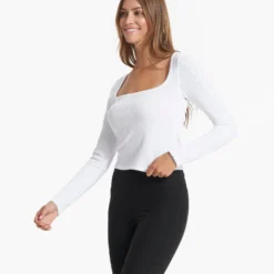 Long-Sleeve Sunrise Square Neck | White -Fashifyer Sales Store VW1076WHT 04118copy