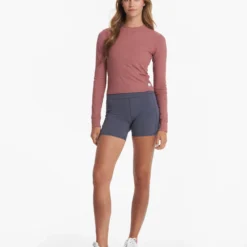 Long-Sleeve Pose Fitted Tee | Rosewood Heather -Fashifyer Sales Store VW199HRO 01483