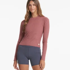 Long-Sleeve Pose Fitted Tee | Rosewood Heather
