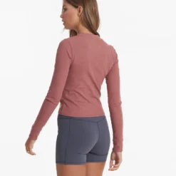 Long-Sleeve Pose Fitted Tee | Rosewood Heather -Fashifyer Sales Store VW199HRO 01546