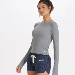 Long-Sleeve Pose Fitted Tee | Medium Heather Grey -Fashifyer Sales Store VW199MHG 2