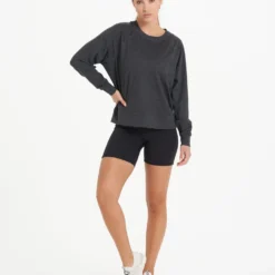 Long-Sleeve Halo Crew | Charcoal Heather -Fashifyer Sales Store VW241HCC 7736