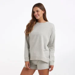 Laguna Oversized Crew | Light Heather Grey