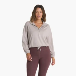 Halo Relaxed Half Zip | Oyster Heather