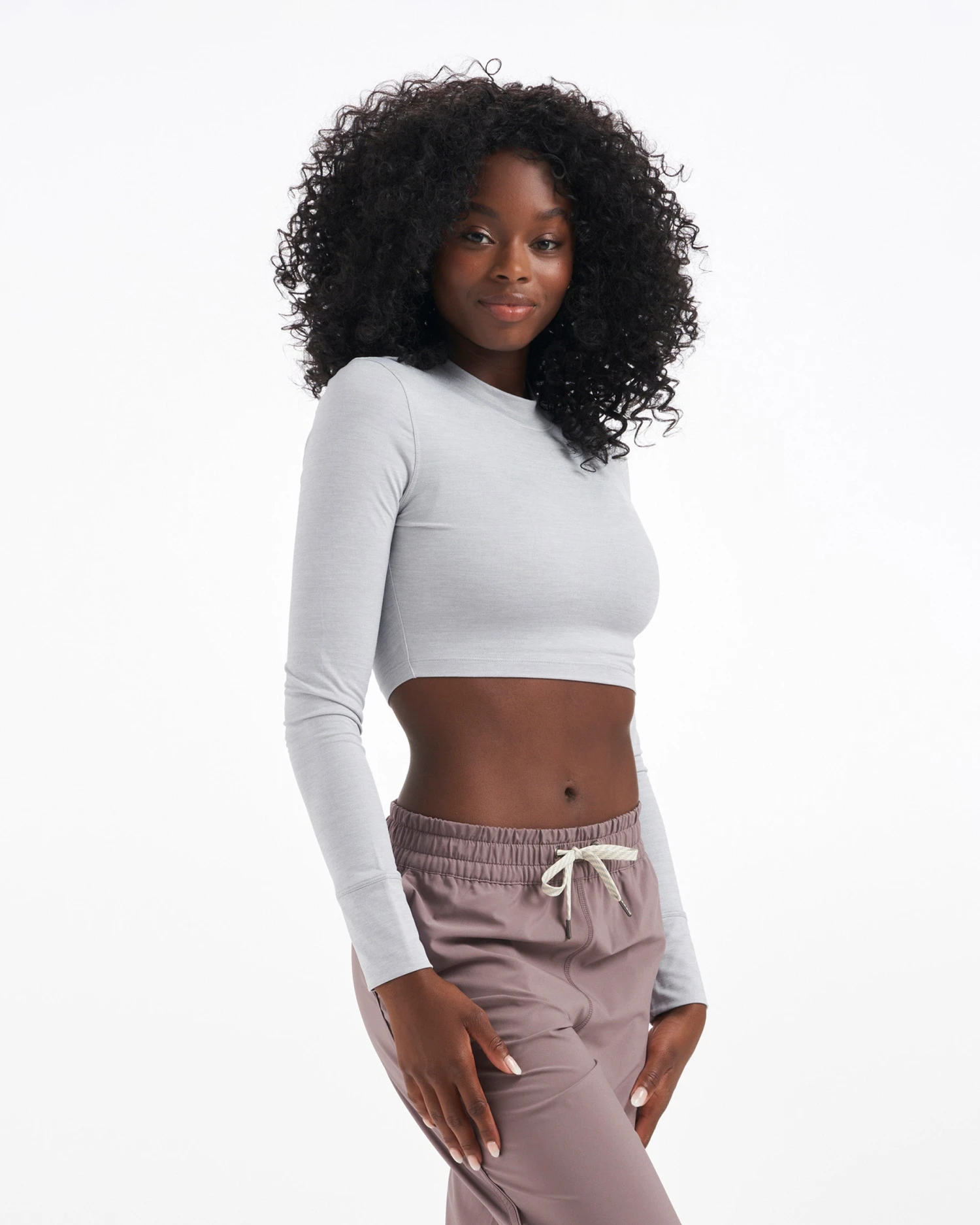 Long-Sleeve Lux Crop Tee | Platinum Heather 2 Long-Sleeve Lux Crop Tee | Platinum Heather - Image 2