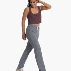 Halo Wide Leg Flare Pant | Heather Grey -Fashifyer Sales Store VW425HTG 0582