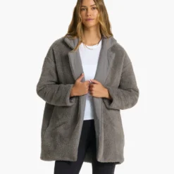 Cozy Sherpa Blazer | Smoke -Fashifyer Sales Store VW547SMK 0762